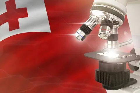 Tonga science development concept - microscope on flag イラスト素材