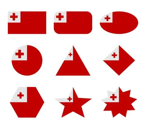 Tonga set of flags with geometric shapes Stock Illustration