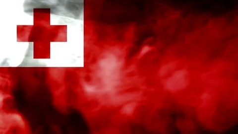Tonga smoke waving flag Stock Footage 98353249