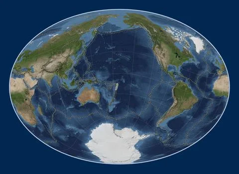 Tonga tectonic plate. Satellite. Fahey Oblique. Boundaries Stock Illustration