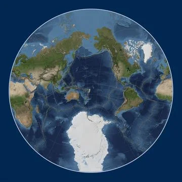 Tonga tectonic plate. Satellite. Lagrange Oblique. Boundaries Stock Illustration
