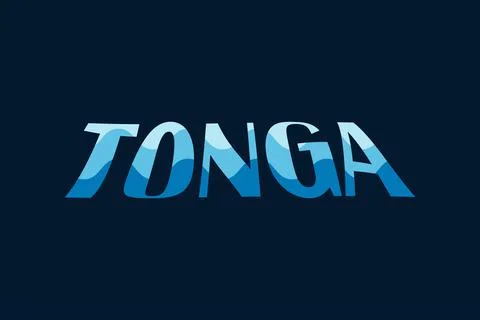Tonga typography text vector design. Sea beach wave concept in letters Stock Illustration
