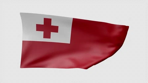 Tonga Waving Flag Transparent Alpha Stock Footage 274437691