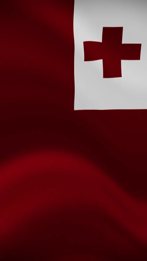 Tonga Waving Flag in Vertical Orientation – Realistic Loop Animation Stock Footage 294948414