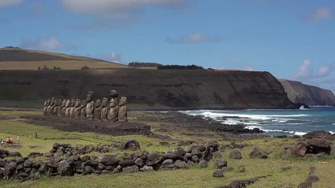 Tongariki Moai on Rapa Nui Easter Island 3 Stock Footage 85428270