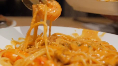 Tongs Grab Spaghetti Close Up (2) Stock Footage 101000325