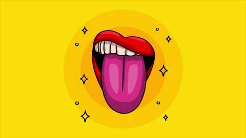 Tongue animation sensually licking the screen animation 4k Stock Footage 251937341