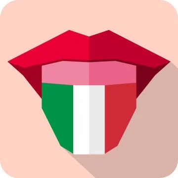 Tongue: Language web icon with flag. Italy Stock Illustration