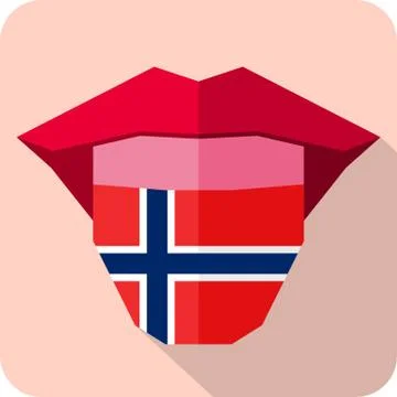 Tongue: Language web icon with flag. Norway Stock Illustration