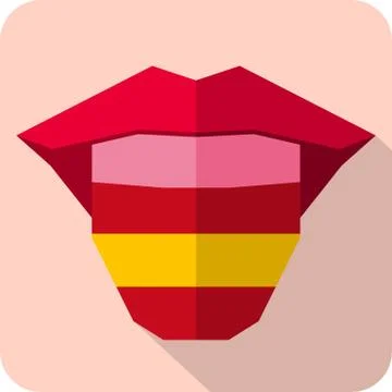 Tongue: Language web icon with flag. Spain Stock Illustration