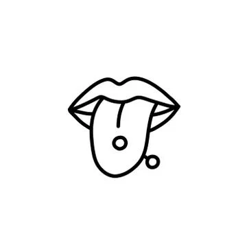 Tongue piercing doodle icon, vector illustration Stock Illustration