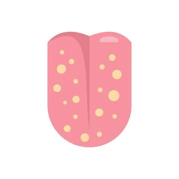 Tongue tonsillitis icon flat vector. Mouth tonsil Stock Illustration