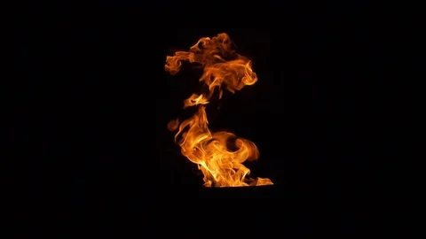 Tongues of burning flame at the night Dancing fiery at the night Stock Footage 100180885