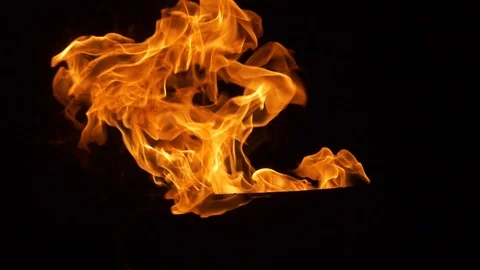 Tongues of burning flame at the night Dancing fiery at the night Stock Footage 100182926