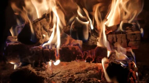 Tongues of fire in a firebox Stock Footage 83000672