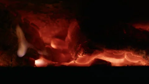 Tongues of flame in a fireplace. Stock Footage 270043605