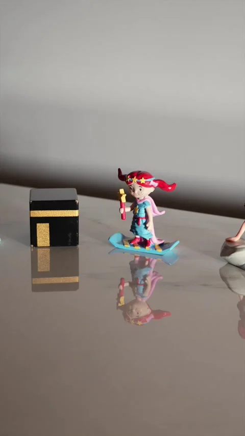 Tonies Audio Play Figures Displayed on a Marble Table Stockbeeldmateriaal 325629435
