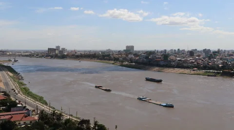 Tonle Sap river and Phnom Penh Timelapse 4K Stock Footage 47107053