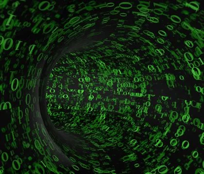Tonnel made of binary numbers - 3d rendering 写真素材