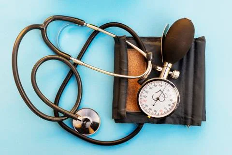 Tonometer on a blue background device for measuring pressure postcard day hyp Stock Photos