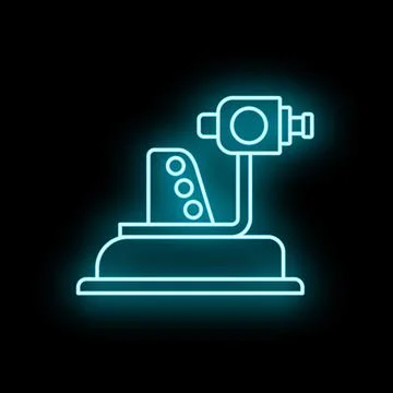 Tonometer device checking eye pressure neon blue icon Illustration