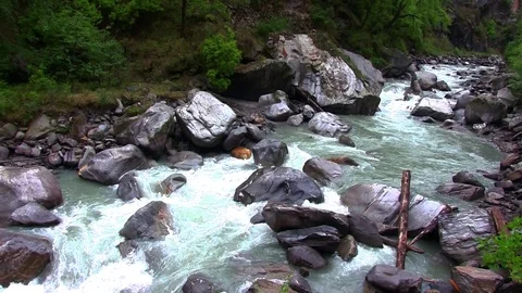 Tons river flowing in the valleys of Himalayas Video stock 95590788