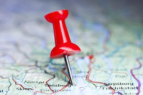 Tonsberg, Norway pin on map Stock Photos