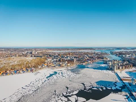 Tønsberg Norway winter drone Stockfoto's