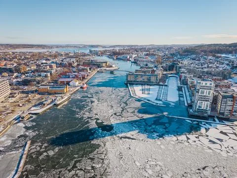 Tønsberg Norway winter drone Stock Photos