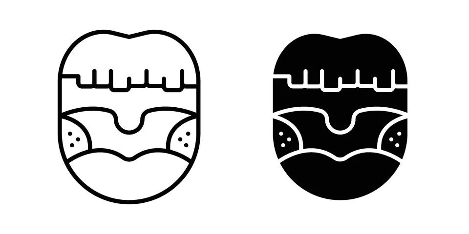 Tonsillitis icon linear versions pack on white background Stock Illustration