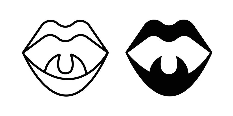 Tonsillitis icon set modern line and solid style collection. Stock Illustration