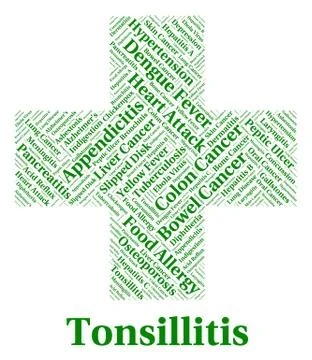 Tonsillitis Illness Indicates Strep Throat And Afflictions Stock Illustration