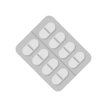 Tonsillitis pill blister icon flat vector. Tonsil mouth Stock Illustration