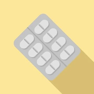 Tonsillitis pill blister icon flat . Tonsil mouth Stock Illustration