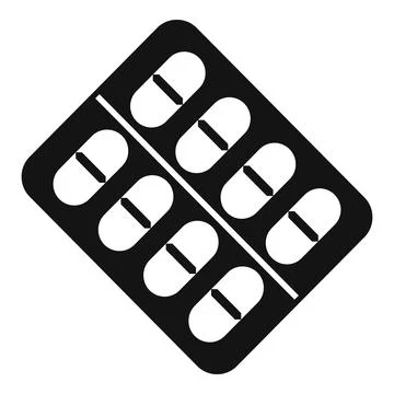Tonsillitis pill blister icon simple . Tonsil mouth Stock Illustration