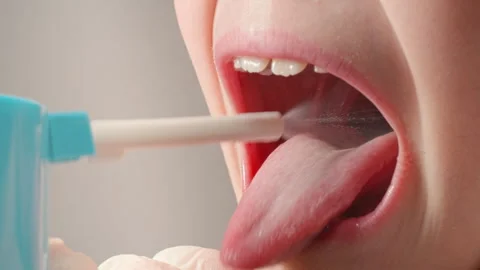 Tonsillitis Spray - Medical Training &amp; Pharma Ads Video stock 269837764