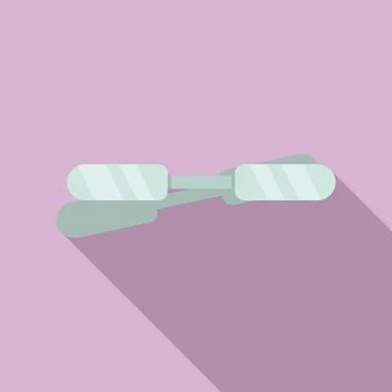 Tonsillitis sticks icon flat . Throat tonsil Stock Illustration