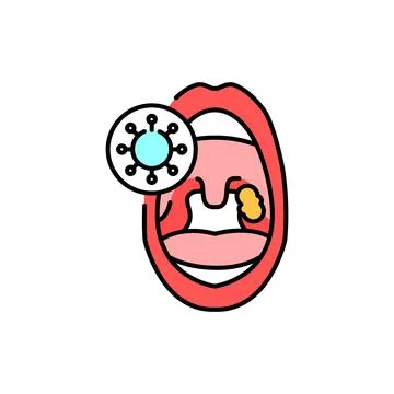 Tonsils Adenoid Problems color line icon. Human diseases. Stock Illustration