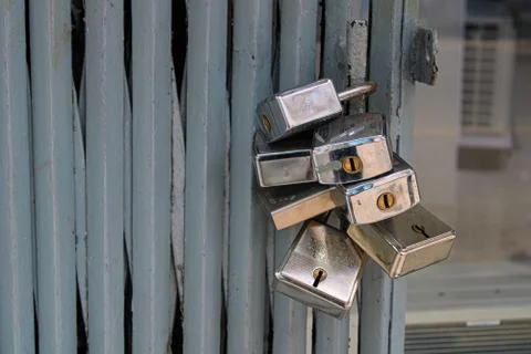 Too many locks in the gate Stock Photos