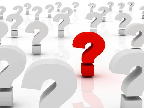Too many question marks, only one red Stock Illustration
