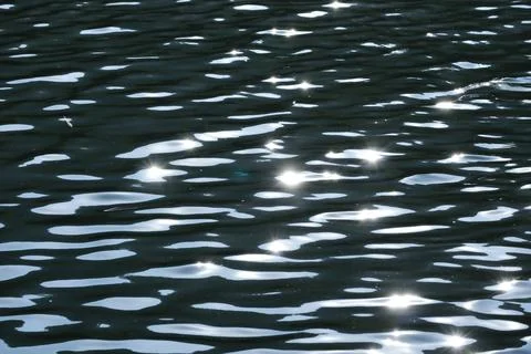 Too many shiny reflections of the sun in the water. close-up shot of the river Stock Photos