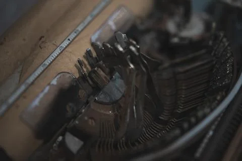 Too much letters typed at the same time on old vintage typewriter and they st Stock Photos