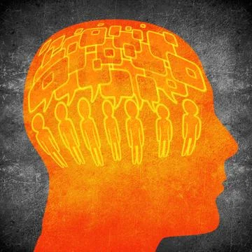 Too much speaking concept digital illustration orange on black Stock Illustration