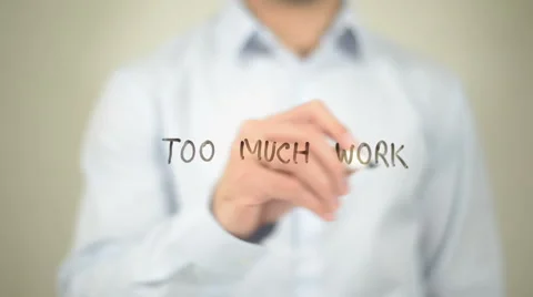 Too Much Work    ,  man writing on transparent wall Stock Footage