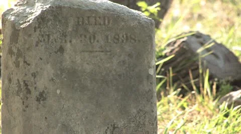 Too Old to read stone at Cemetery Antioch Colony Cemetery Stock Footage 10572031