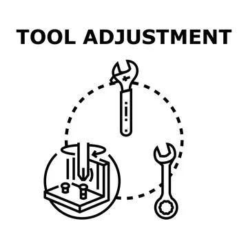 Tool adjustment process using wrenches and equipment repair Stock Illustration