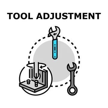 Tool adjustment process using wrenches and equipment repair Stock Illustration