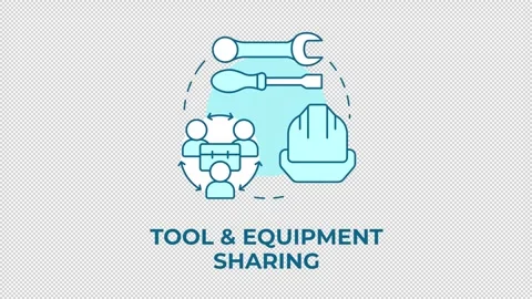 Tool and equipment sharing blue concept icon animation Stock Footage 341020752