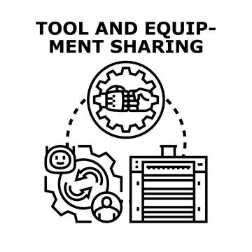 Tool and equipment sharing community resource concept Ilustração Stock
