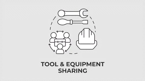 Tool and equipment sharing line concept icon animation Stock Footage 340283017